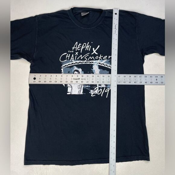 Aephi X The Chainsmokers 2019 Graphic T-shirt Men Large Black Short Sleeve Music - Picture 6 of 6
